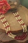 Buy_Riana Jewellery_Red Pearl Layered Contrast Beads Embellished Mala _at_Aza_Fashions