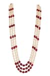 Shop_Riana Jewellery_Red Pearl Layered Contrast Beads Embellished Mala _at_Aza_Fashions