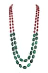 Shop_Riana Jewellery_Red Ruby Tumble Beads Embellished Mala _at_Aza_Fashions