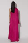 Shop_Twinkle Hanspal_Fuchsia Linen Satin Solid High Kendall Side Slit Dress _at_Aza_Fashions