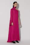 Buy_Twinkle Hanspal_Fuchsia Linen Satin Solid High Kendall Side Slit Dress _Online_at_Aza_Fashions