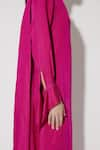 Buy_Twinkle Hanspal_Fuchsia Linen Satin Solid High Kendall Side Slit Dress 