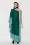 Buy_Twinkle Hanspal_Green Silk Frill High Cleo Detailed Maxi Dress _at_Aza_Fashions