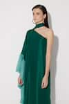 Shop_Twinkle Hanspal_Green Silk Frill High Cleo Detailed Maxi Dress _Online_at_Aza_Fashions