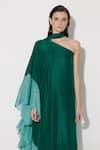 Twinkle Hanspal_Green Silk Frill High Cleo Detailed Maxi Dress _at_Aza_Fashions