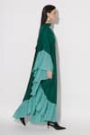 Buy_Twinkle Hanspal_Green Silk Frill High Cleo Detailed Maxi Dress 