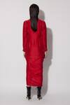Shop_TWINKLE HANSPAL_Red Silk Collared Blake Draped Shirt Dress _at_Aza_Fashions