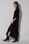 Buy_TWINKLE HANSPAL_Black Crepe Hand Embroidery Sequin V-neck Raya Boxy Kaftan _Online_at_Aza_Fashions