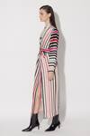 Buy_TWINKLE HANSPAL_Multi Color Linen Satin Print Stripe V-neck Dylan Tie Up Dress 