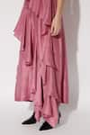 Shop_TWINKLE HANSPAL_Pink Silk V-neck Pixie Ruffle Panelled Dress 