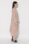 Twinkle Hanspal_Rose Gold Crepe Tie Up Rachel Ruffle Draped Asymmetric Dress _Online_at_Aza_Fashions