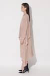 Buy_Twinkle Hanspal_Rose Gold Crepe Tie Up Rachel Ruffle Draped Asymmetric Dress _Online_at_Aza_Fashions