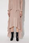 Buy_Twinkle Hanspal_Rose Gold Crepe Tie Up Rachel Ruffle Draped Asymmetric Dress 