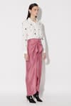 Buy_TWINKLE HANSPAL_Pink Shirt Poplin Hand Embroidery Crystals Collar Sherlyn With Draped Skirt _Online_at_Aza_Fashions