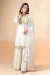 Buy_Kalakaari By Sagarika_Off White Chanderi Silk Embroidery Floral Round Neck Bodice Kurta And Sharara Set _at_Aza_Fashions