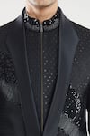 Shop_Aryavir Malhotra_Black Tuxedo And Waist Coat Poly Silk Sequin Set With _Online_at_Aza_Fashions