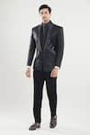 Buy_Aryavir Malhotra_Black Tuxedo And Waist Coat Poly Silk Sequin Set With 