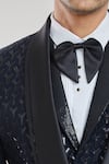 Shop_Aryavir Malhotra_Black Velvet Embroidered Sequin Thread Tuxedo Set With Waistcoat _Online_at_Aza_Fashions