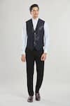 Aryavir Malhotra_Black Velvet Embroidered Sequin Thread Tuxedo Set With Waistcoat _at_Aza_Fashions