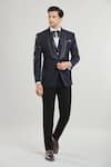 Buy_Aryavir Malhotra_Black Velvet Embroidered Sequin Thread Tuxedo Set With Waistcoat 