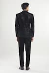 Shop_Aryavir Malhotra_Black Velvet Embroidered Sequin Shawl Collar Tuxedo Set With Bow _at_Aza_Fashions