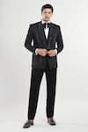 Buy_Aryavir Malhotra_Black Poly Silk Sequin Shawl Collar Tuxedo Pant Set 