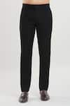 Shop_Aryavir Malhotra_Black Poly Silk Sequin Stripe Detailed Tuxedo Pant Set 