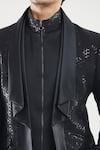 Aryavir Malhotra_Black Embroidered Poly Silk Hexagon Pattern Tuxedo Set With Waist Coat _at_Aza_Fashions