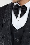 Buy_Aryavir Malhotra_Black Poly Silk Detailed Tuxedo Set With Waistcoat _Online_at_Aza_Fashions