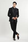 Buy_Aryavir Malhotra_Black Poly Silk Thread Bead Tuxedo Set With Waistcoat 