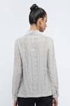 Shop_Abraham & Thakore_Ivory Chanderi Print Dot Chequered Collared Neck Shirt _at_Aza_Fashions