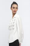 Buy_Abraham & Thakore_Ivory Silk Embroidery Triangle Collared Neck Shirt _Online_at_Aza_Fashions