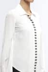 Abraham & Thakore_Ivory Crepe Print Beads Collared Neck Piano Keys Shirt _at_Aza_Fashions