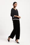 Buy_Abraham & Thakore_Black Crepe Embroidery Piano Keys Round Neck Top _Online_at_Aza_Fashions