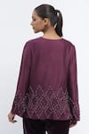 Shop_Abraham & Thakore_Purple Chanderi Embroidery Sequins V Neck Harlequin Top _at_Aza_Fashions