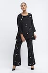 Buy_Abraham & Thakore_Black Crepe Embroidery Rhinestone Trouser _at_Aza_Fashions