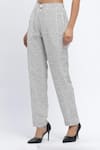 Buy_Abraham & Thakore_Ivory Chanderi Print Dot Chequered Trouser _Online_at_Aza_Fashions