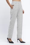 Shop_Abraham & Thakore_Ivory Chanderi Print Dot Chequered Trouser _Online_at_Aza_Fashions