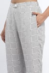 Buy_Abraham & Thakore_Ivory Chanderi Print Dot Chequered Trouser 