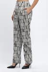 Buy_Abraham & Thakore_Black Chanderi Print Broken Lines Trouser _Online_at_Aza_Fashions