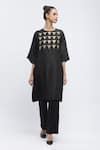 Buy_Abraham & Thakore_Black Silk Embroidered Sequin Round Kurta _at_Aza_Fashions