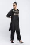 Buy_Abraham & Thakore_Black Silk Embroidered Sequin Round Kurta _Online_at_Aza_Fashions