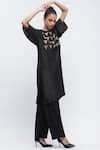 Shop_Abraham & Thakore_Black Silk Embroidered Sequin Round Kurta _Online_at_Aza_Fashions