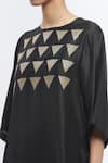 Abraham & Thakore_Black Silk Embroidered Sequin Round Kurta _at_Aza_Fashions