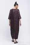 Shop_Abraham & Thakore_Purple Crepe Printed Geometric V Neck Embroidered Kaftan _at_Aza_Fashions