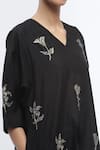 Buy_Abraham & Thakore_Black Crepe Printed Geometric V Neck Sequin Butta Embroidered Kaftan _Online_at_Aza_Fashions