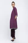 Shop_Abraham & Thakore_Purple Crepe Embroidered Bead Notched Kurta _Online_at_Aza_Fashions