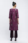 Shop_ABRAHAM AND THAKORE_Purple Chanderi Embroidered Sequin V Neck Floral Butta Kurta _at_Aza_Fashions