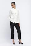 Buy_Abraham & Thakore_Ivory Crepe Embellished Rhinestone Collared Shirt _at_Aza_Fashions