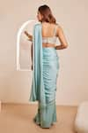 Shop_Dheeru Taneja_Blue Silk Embroidered Cutdana Sweetheart Asma Pre-draped Saree With Blouse _at_Aza_Fashions